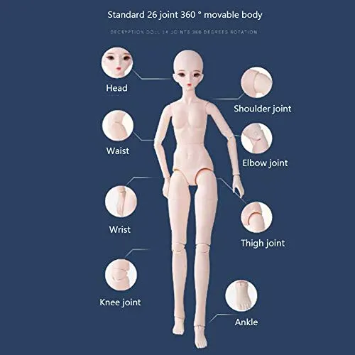 1/3 BJD Doll Full Set 60Cm 23 Inch Ball Mechanical Jointed SD Doll DIY Toys with All Clothes Shoes Wig Hair Makeup Surprise Gift