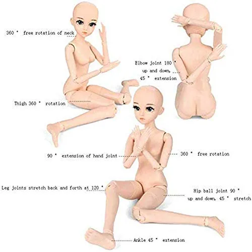1/3 BJD Doll Full Set 60Cm 23 Inch Ball Mechanical Jointed SD Doll DIY Toys with All Clothes Shoes Wig Hair Makeup Surprise Gift