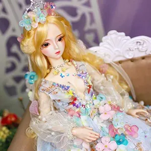 1/3 BJD Doll Full Set 60Cm 23 Inch Ball Mechanical Jointed SD Doll DIY Toys with All Clothes Shoes Wig Hair Makeup Surprise Gift