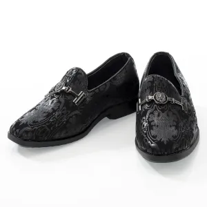 Black Patterned Designer Bit Kid's Loafer