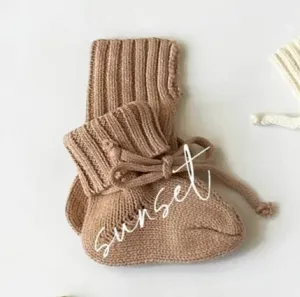 Cotton Knit Baby Booties - Sunset
