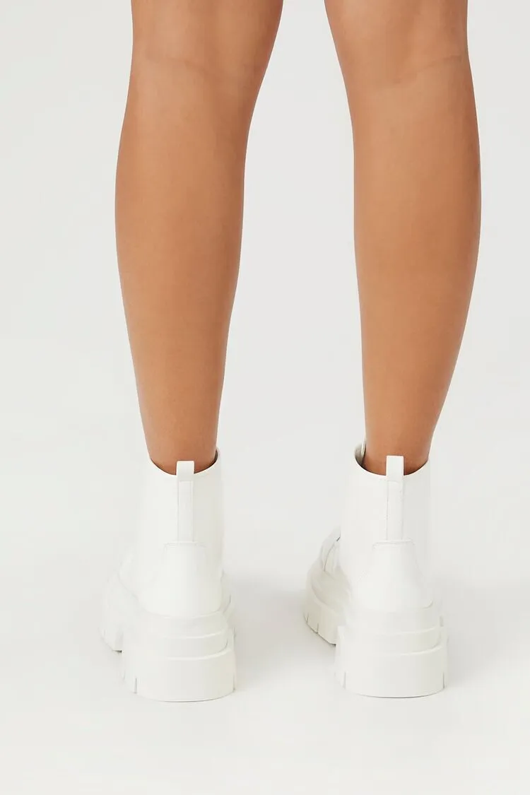 Faux Leather Lug-Sole Combat Booties