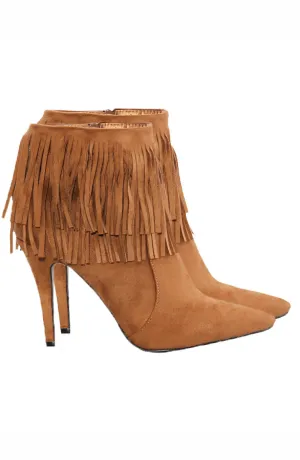 Fringe Booties Cognac