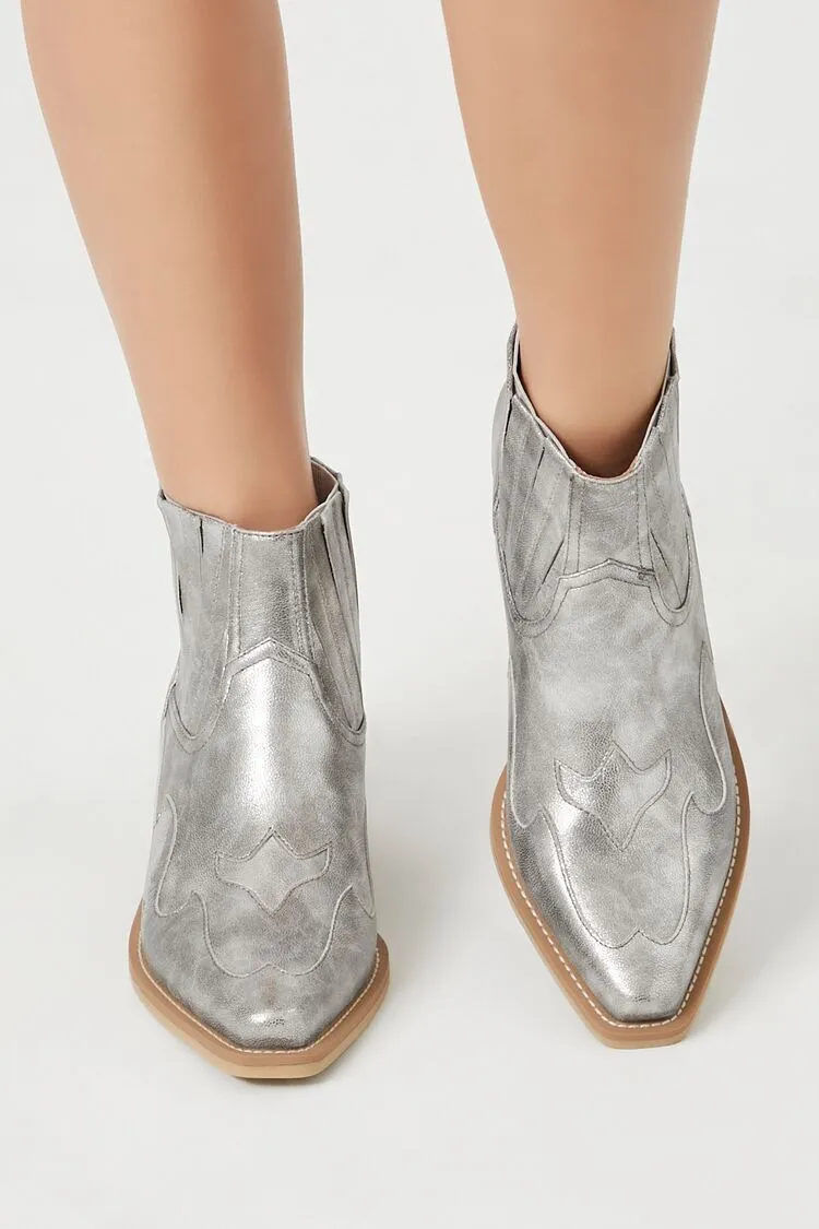 Metallic Pointed Toe Booties