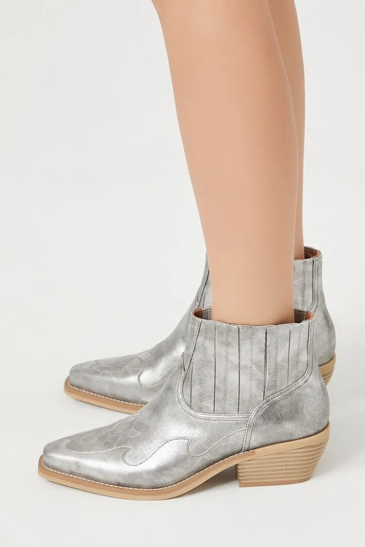 Metallic Pointed Toe Booties