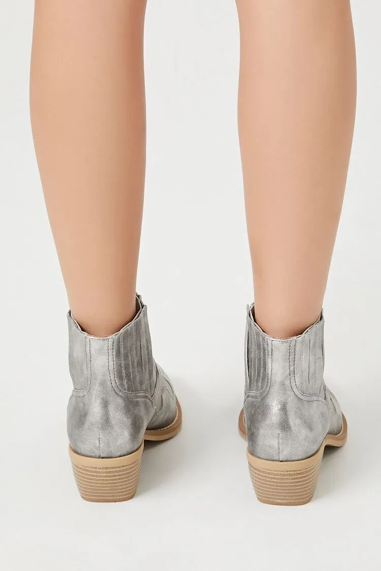 Metallic Pointed Toe Booties