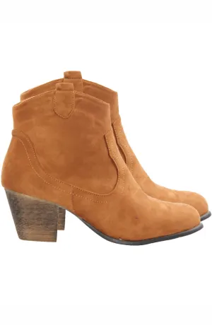 Suede Booties Cognac