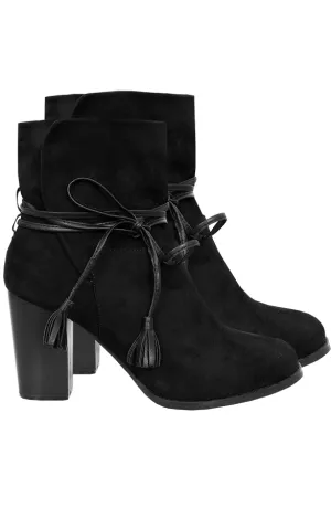 Suede Wrap Me Booties Black