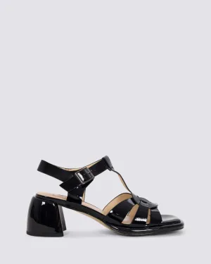 UNITED HEELED SANDALS BLACK PATENT